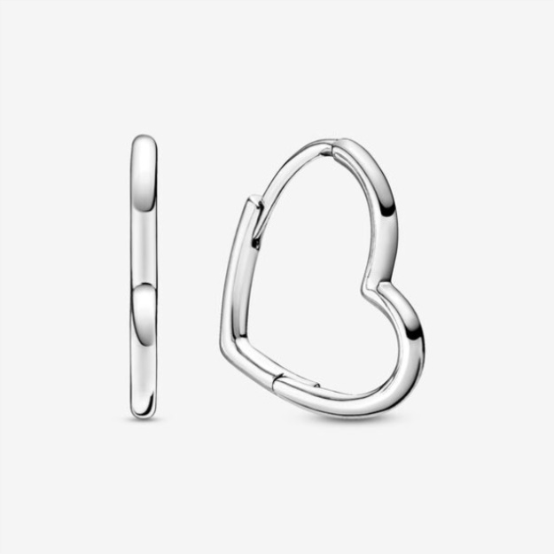 Asymmetrical Heart Hoop Earrings Pandora Sterling Silver